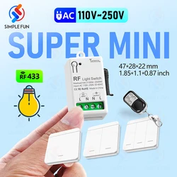 Mini Wireless Remote Control Light Switch 433Mhz 110V 220V 10A,Mini Size Relay Module,Remote Control Interrupter for Lamp LED