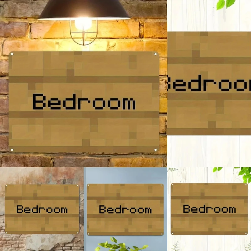 Décoration murale vintage en métal pour chambre à coucher, style pixel art, texture bois mosaïque, facile à installer, pour la maison ou la salle de jeux