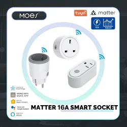 MOES Smart EU/US/UK Plug Matter WiFi Socket 15/16A Timer Outlet Power Monitor Support TUYA  Apple Homekit with Google Home Alexa