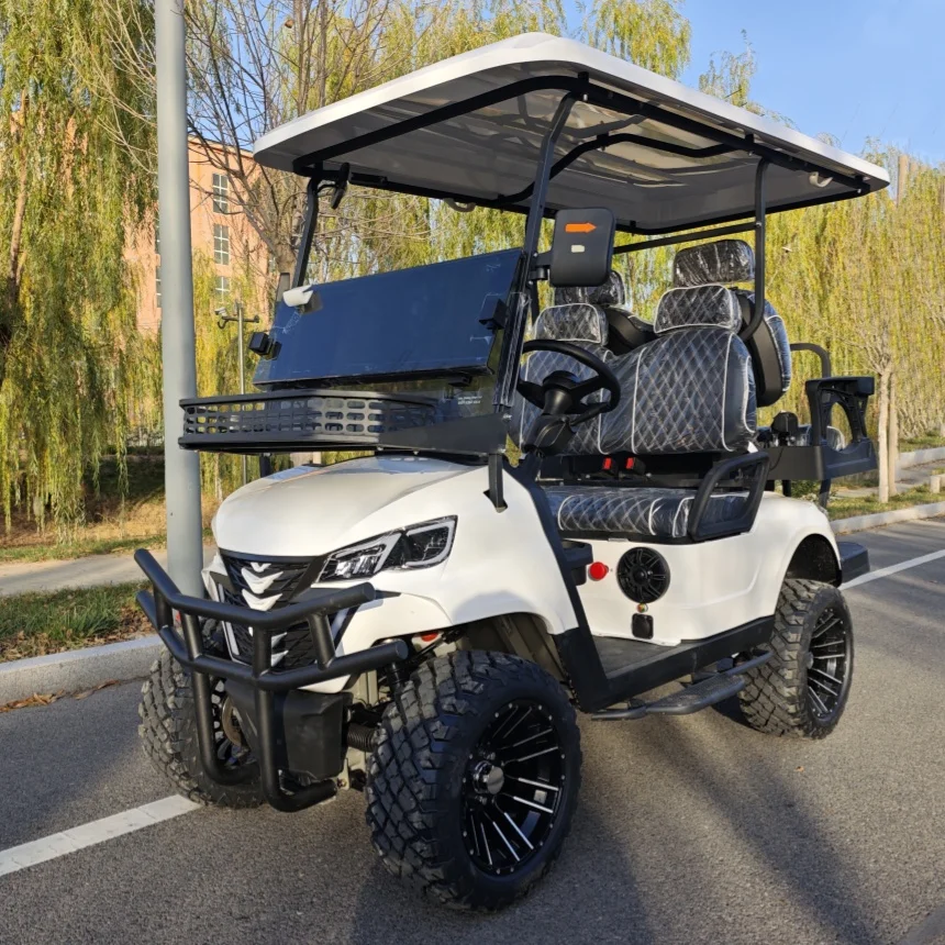 Electric Golf Cart With Folding Windshield LED Lights Emergency Flasher Switch Electric Sightseeing Golf Cart Rapid Delivery