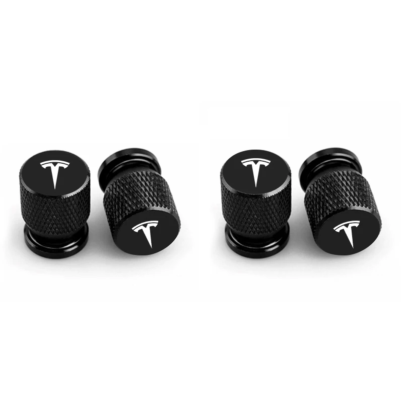 4pcs Car Metal Wheel Tire Valve Cap Stem Duust Cover For Tesla Model 3 Model S X Model Y Roadster SpaceX External Accessories