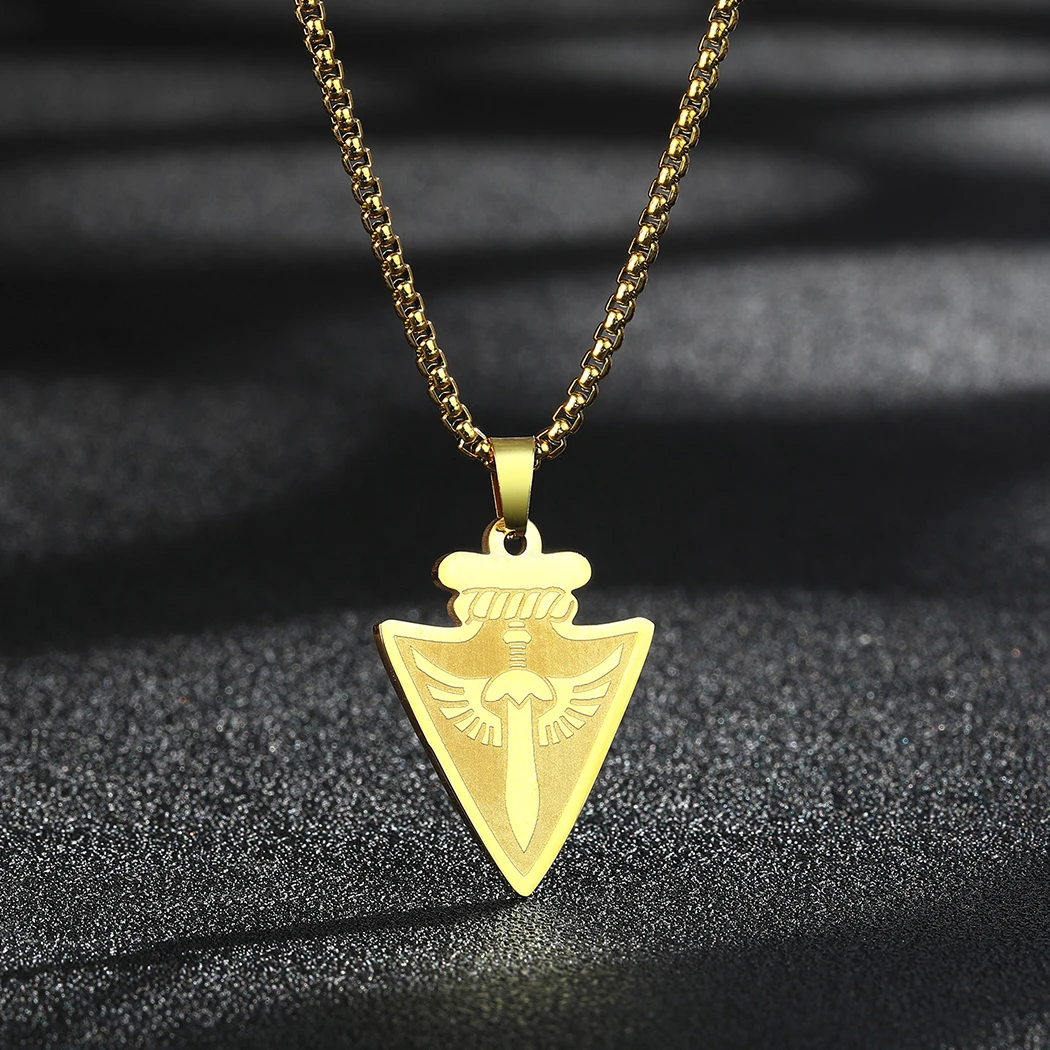 Kinitial Viking Arrow Head Sword Necklace For Men Spear Pendant Stainless Steel Geometric Jewelry Pendant Necklace