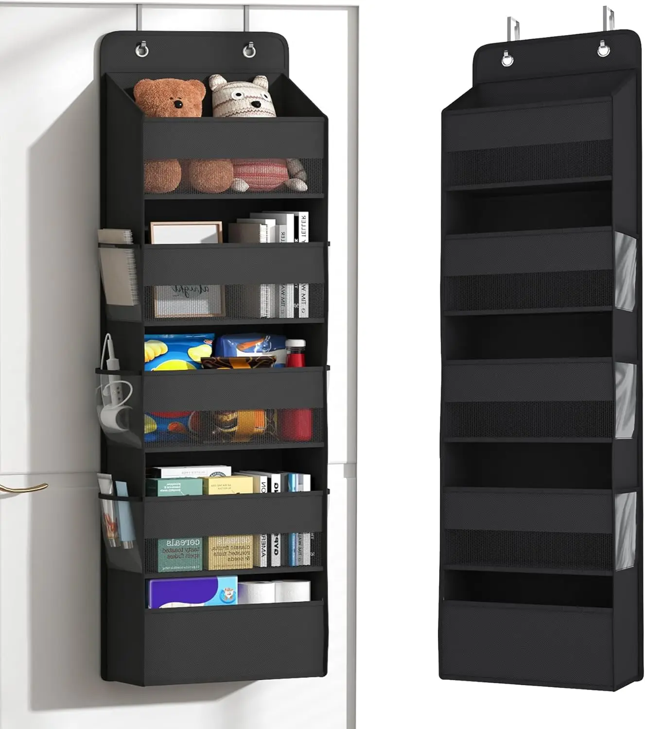 

1 Pack 5-Tier Over the Door Organizer, Heavy-Duty Large Deep Pocket Hanging With 5 Large Front & 6 Side Pockets With for
