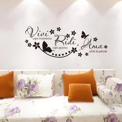 Italian Quote Vivi Ogni Momento Vinyl Wall Stickers Wall Art Decal Wallpaper Living Room Home Decor Poster House Decoration E446