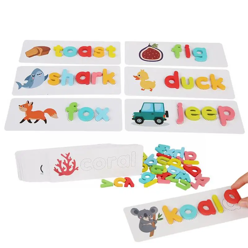 Kids Wooden Puzzle Cartoon Animal See & Spell Learning Toys Alphabet Sight Words & Matching Letter Games Gift for Kids Toy