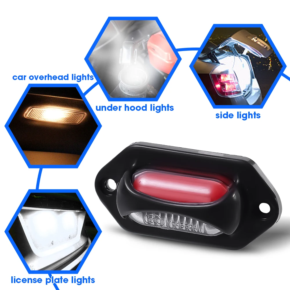 10Pc 12V 24V LED 번호판 빛 크롬 번호판 빛 오토바이 RV 캐러밴 트럭 트럭 트레일러 플레이트 조명