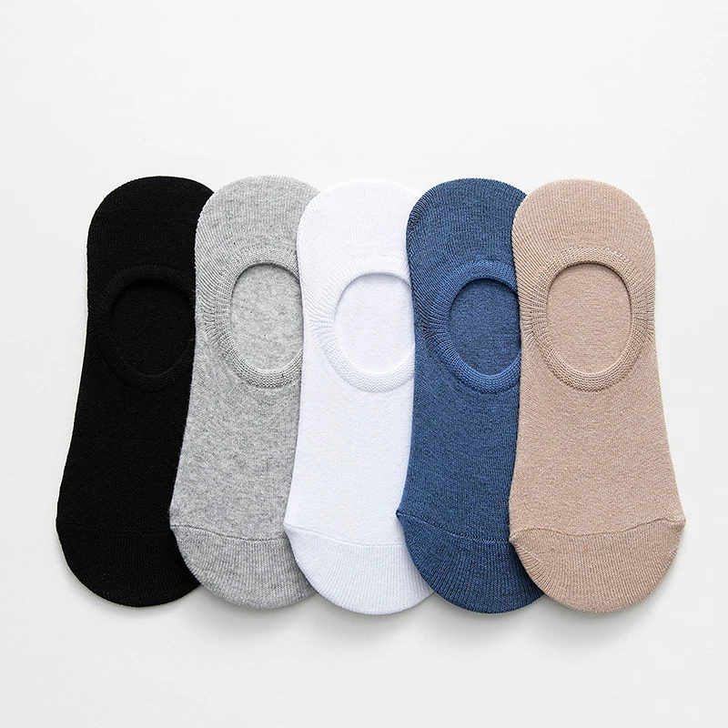 2023 Summer Men New Fashion Short Socks Invisible Breathable Comfortable Solid Color Versatile Solid Color Cotton Socks 5 Pairs