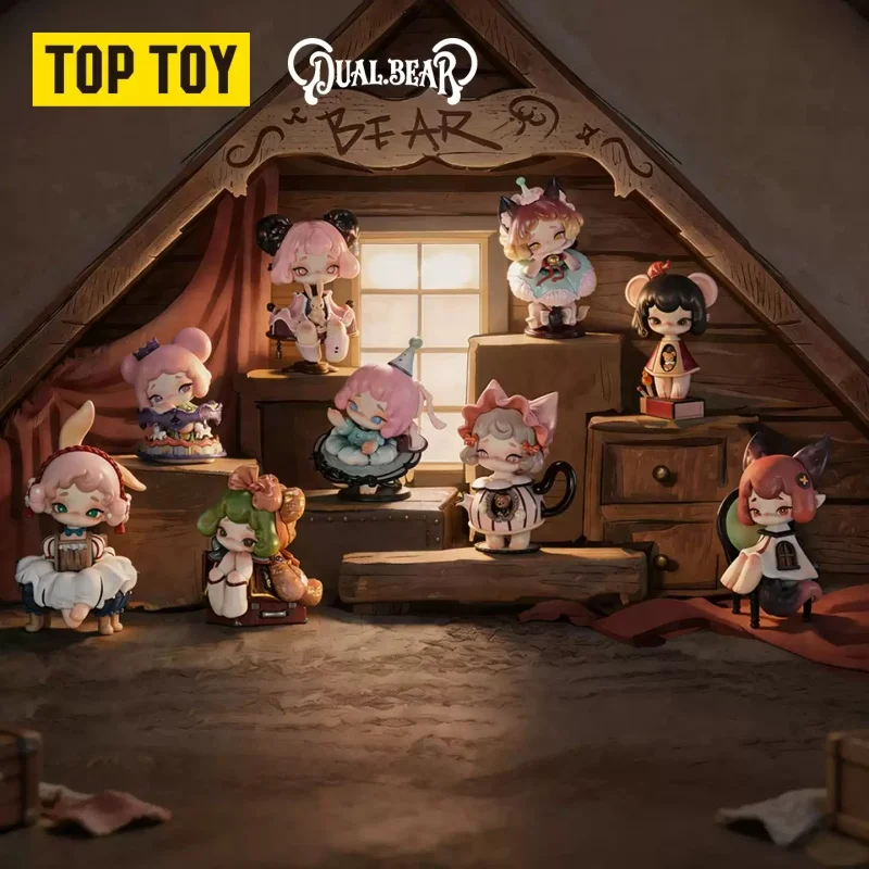 TOPTOY Dual bear Attic Encounter Series Blind Box Mystery Box Toys Kawaii Ornaments Figurines Home Decor Desktop Model Dolls