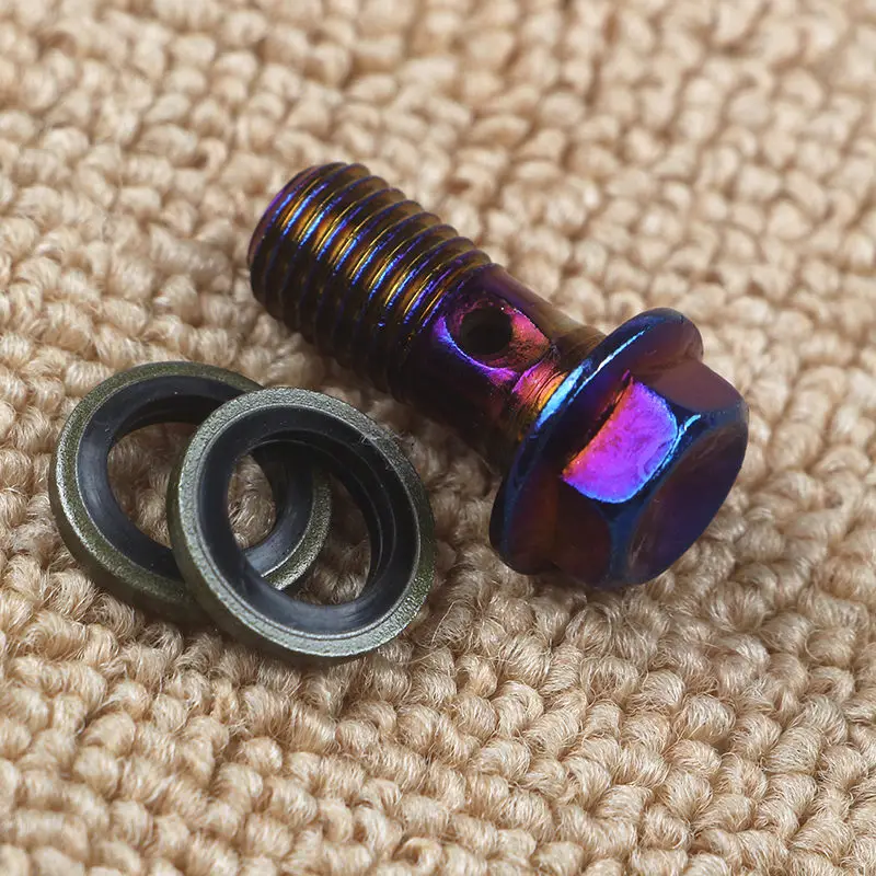 Motorcycle Steel Brake Caliper Bleed Screw/Nipple With Black Dust Cap w/Banjo Bolt High Quality M10x1.25mm