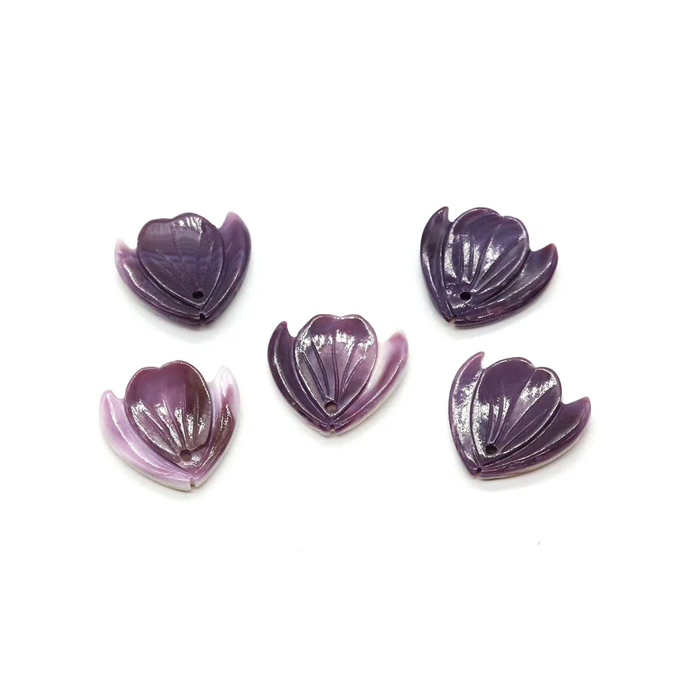 Natural Purple Shell Carved Petal Pendant 17x17mm Make Elegant Charm Women's Jewelry DIY Necklace Earrings Bracelet Accessories