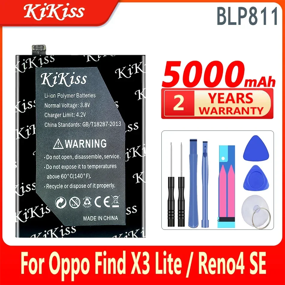 KiKiss Battery For Oppo Find X3 Lite CPH2145 / Reno4 SE PEAT00 PEAM00 / Reno5 5G PEGM00 PEGT00 BLP811 Batteries