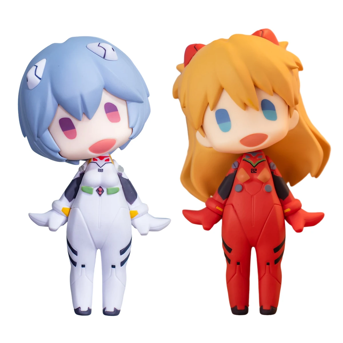 13CM Anime EVA Ayanami Rei Figure Q Version Pixel Style Asuka Langley Soryu Model Toy EVANGELION Gift Head Action Figure