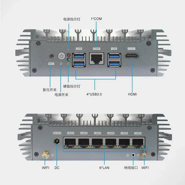 6 منافذ شبكة صغيرة لينة توجيه الكمبيوتر الصناعي I5-1135G7 I7-1165G7 آلة رؤية الكمبيوتر الصناعي