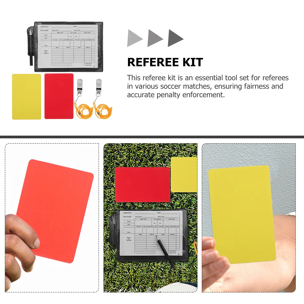 

1 set 1 Set Football Kit Yellow Red Cards Metal Whistles Notepad Pen For Soccer Sports Referee Cards Set Referee Accessories