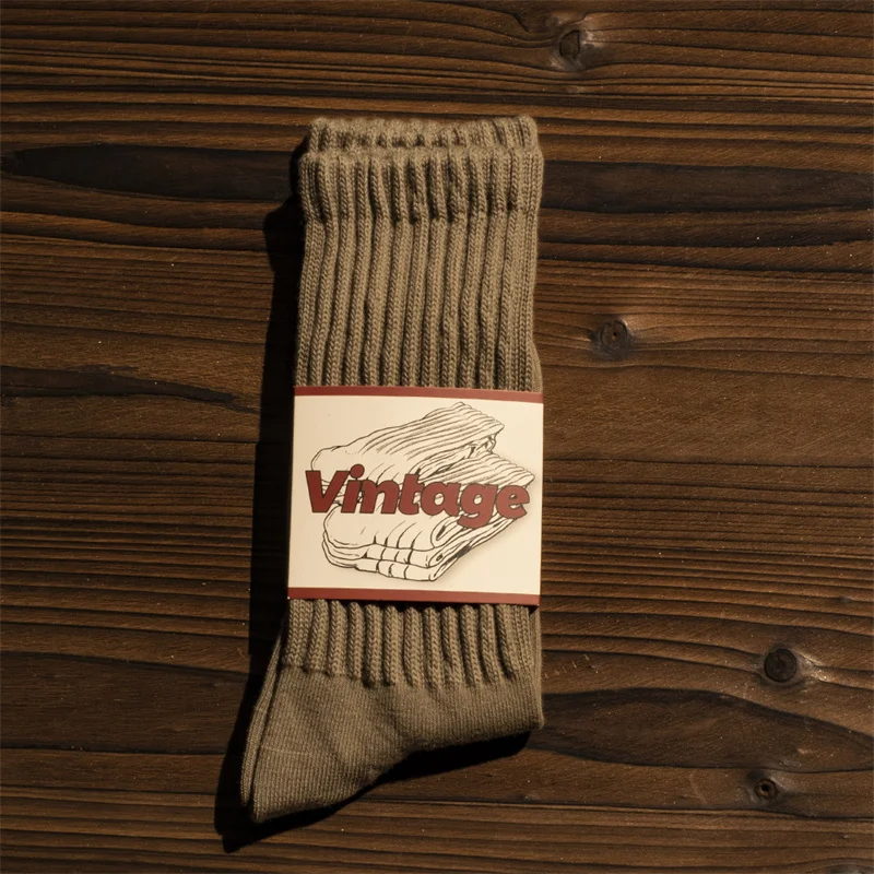 Männer Vintage Männliche Mittlere Röhre Socken Unisex Japanische Einfarbig Verdickte Sportsocken Handtuch Unten Paar Gestrickte Casual Socken