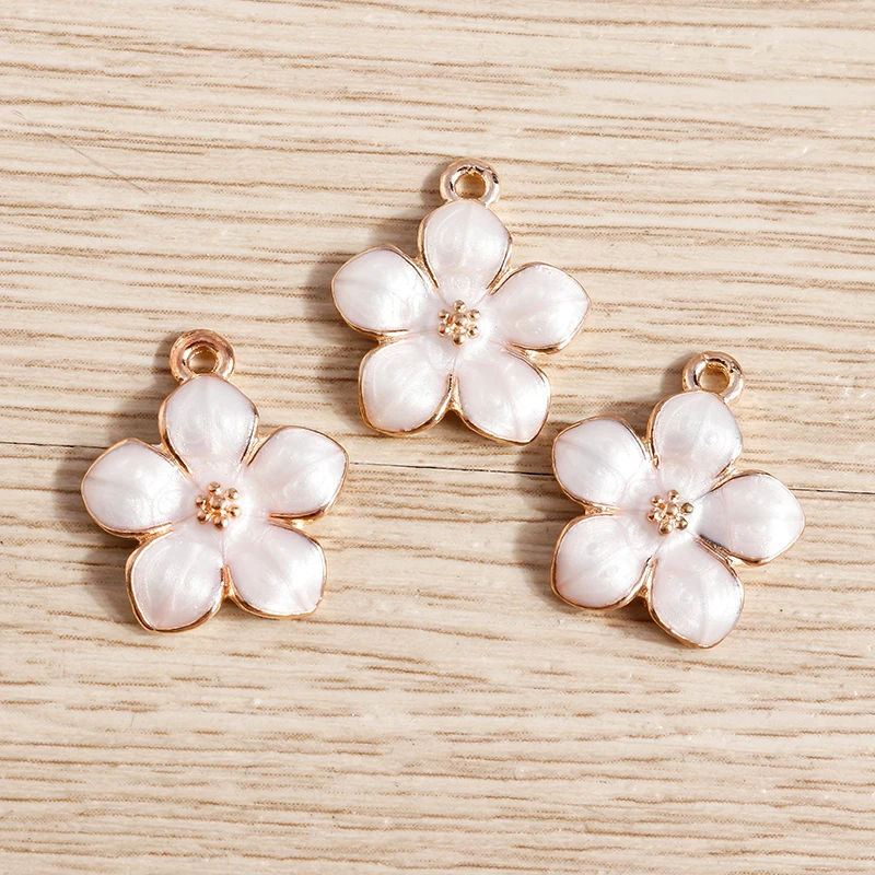 10 Stück 15x17mm Niedliche Bunte Emaille-Blumenanhänger für Schmuckherstellung, Ohrhänger, Halsketten, DIY-Schlüsselanhänger, Bastelzubehör – Detail 7