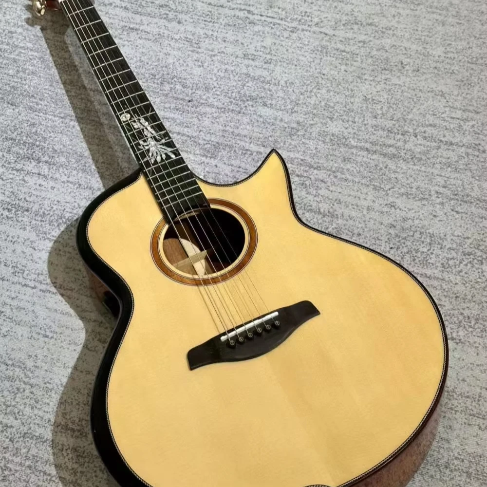 

41-Inch Advanced Hand-Made Folk Wooden Guitar With Vibration Electric Box Acoustic Headstock And Rosewood Fingerboard
