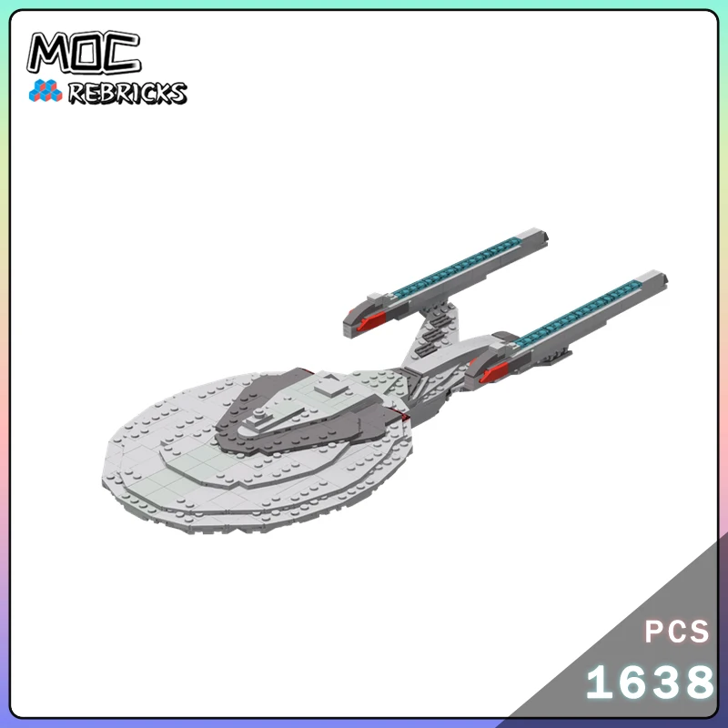 

Серия космических фильмов USS Enterprise-E Space Fighter MOC, строительные блоки, модель линкора, технологические кирпичи, набор коллекционеров, игрушки, подарки