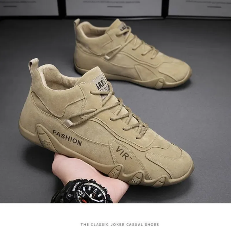 Shoes for Men Casual Sports Shoes Leather 2023 New Anti Slip Men High Top Shoes Short Boots Comfortable Men Walking Sneakers