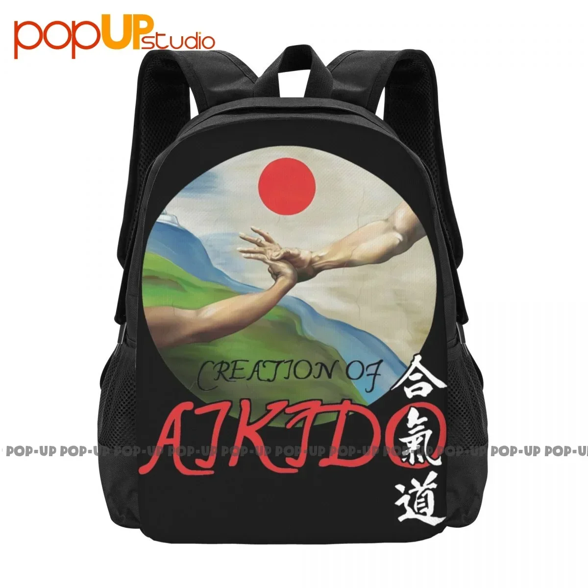 Creation Of Aikido Backpack Large Capacity Print Creative Gym Tote Bag Multi-function