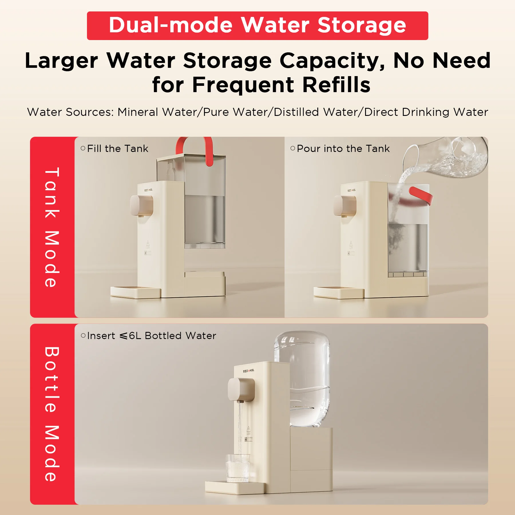 2200W Electric Desktop Water Dispenser Large Capacity Instant Hot Cold Water for Home Hotel Electric Powered Power Source