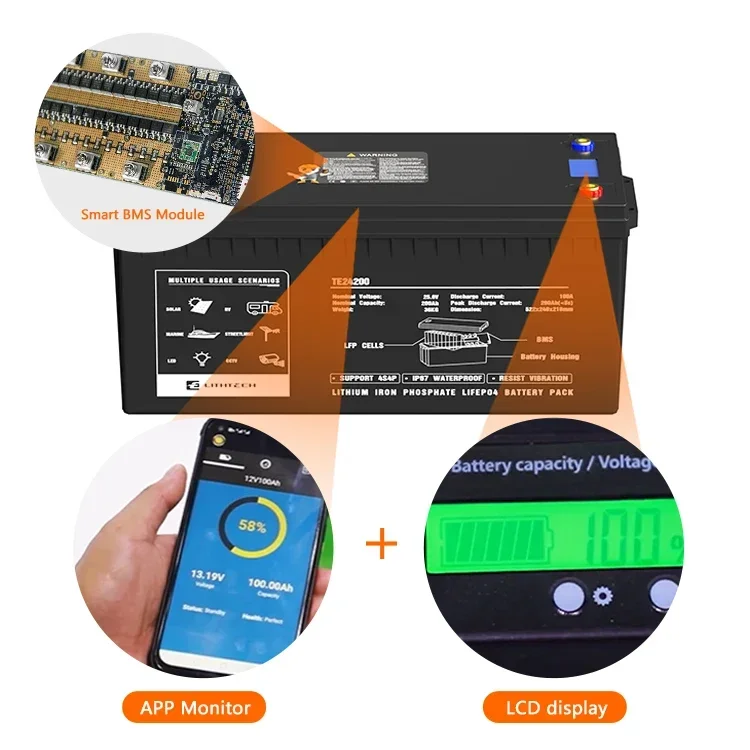 12v 24V 100ah 120ah 200ah 300ah lifepo4 Bluetooth iron phosphate battery 100 kWh with Bluetooth lithium battery pack