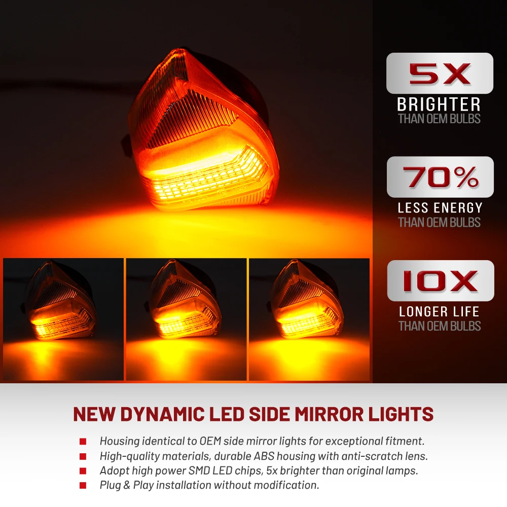For 2012-2023 Ford Transit Tourneo Custom Van Minibus Sequential LED Side Mirror Indicator Light Blinker Lamps Car Turn Signals