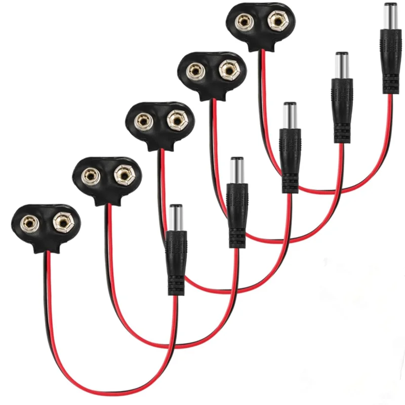 10 قطعة 9 فولت مشبك بطارية موصل مقاطع الطاقة تيار مستمر جاك التمساح المفاجئة محول سلك حامل كابل الرصاص المقبس التوصيل برميل