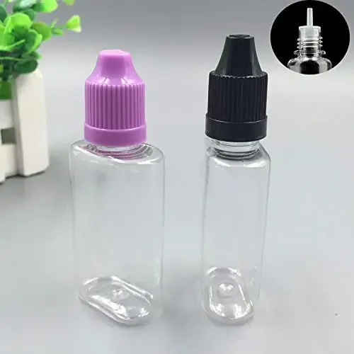 100PCS x 30ML Flat Pastic Dropper Bottles Clear Juice Vape Oil Liquid Squeezable Transparent Containers with Caps Dropper Tips