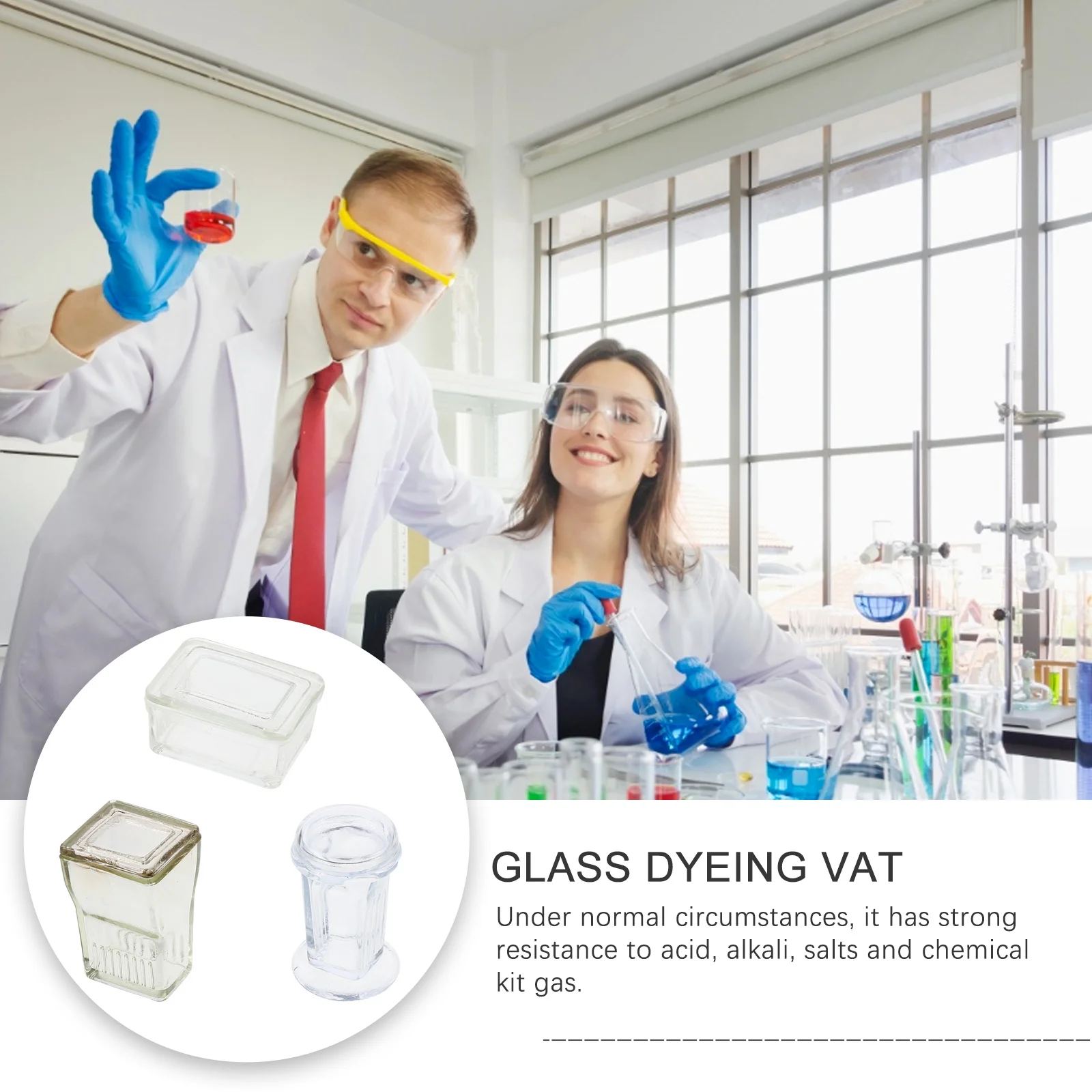 

3Sets Transparent Glass Staining Jar for Labs Good Chemical Stability Multi-Use in Research and Education Environmentally