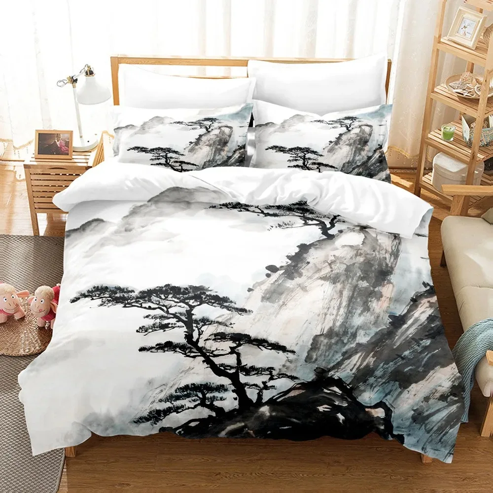 

Landscape Duvet Cover Set King Full Size Summer Palm Trees Beach Sea Waves Ocean Theme for Kids Girl Boys Polyester Bedding Set