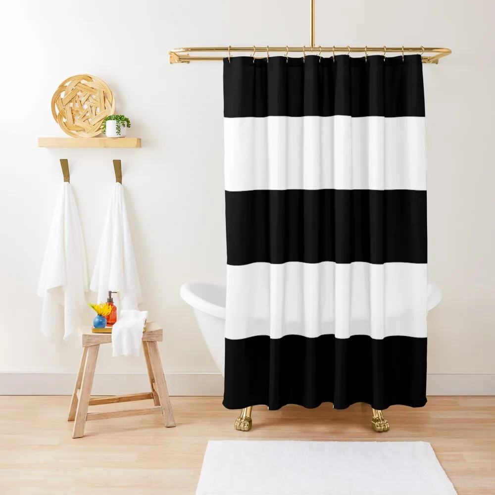 

Large BLACK and WHITE Horizontal STRIPES Shower Curtain Luxury Bathroom Anime Bathroom Curtain