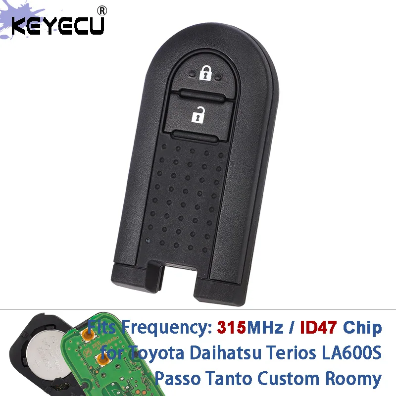 KEYECU 315MHz PCF7953 ID47 Chip OEM Parts Smart Auto Remote Key for Toyota Daihatsu Terios LA600S Passo Tanto Custom Roomy
