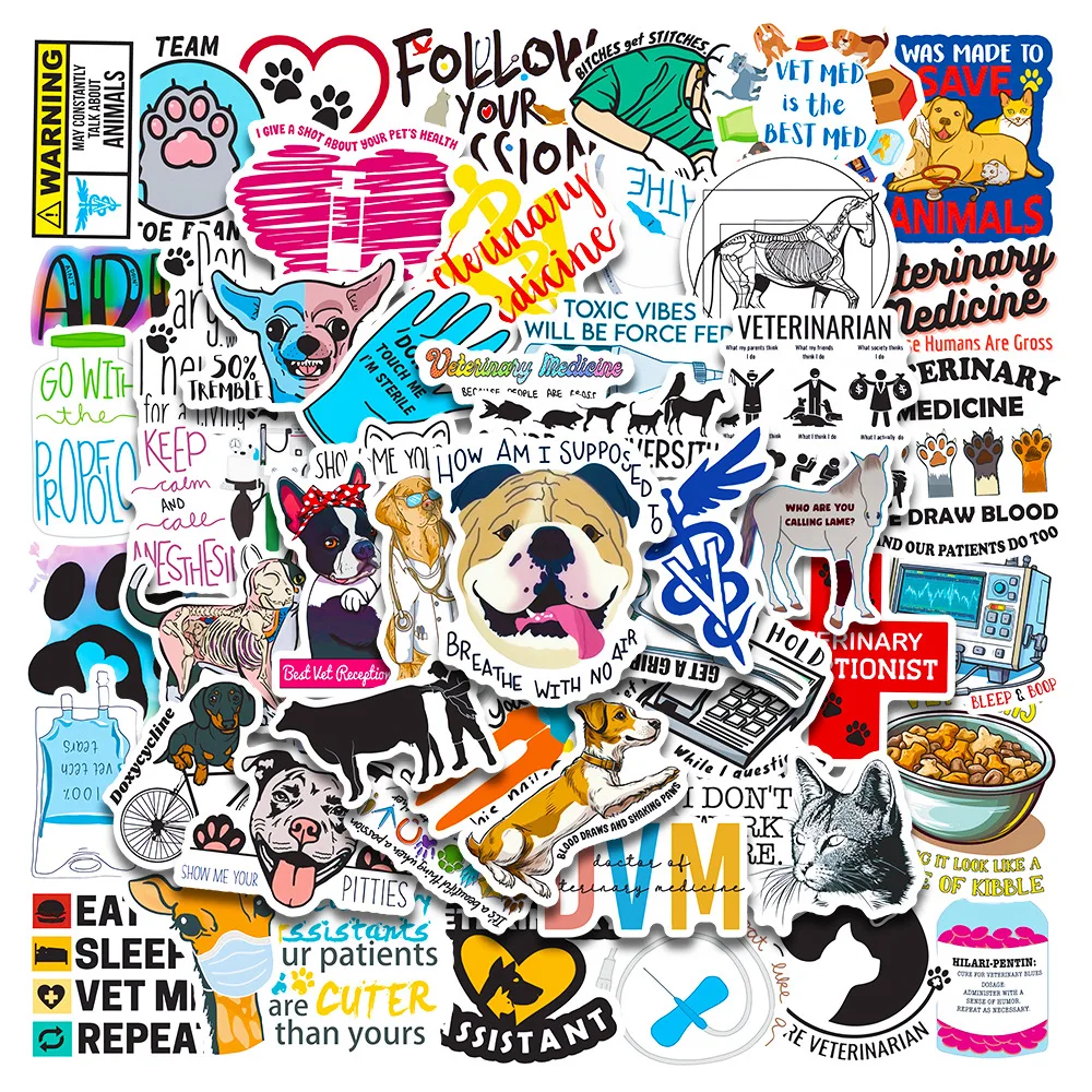 

50PCS Veterinarian Stickers Graffiti Stickers DIY Diary Phone Case Handmade Scrapbook Aesthetic Stickers