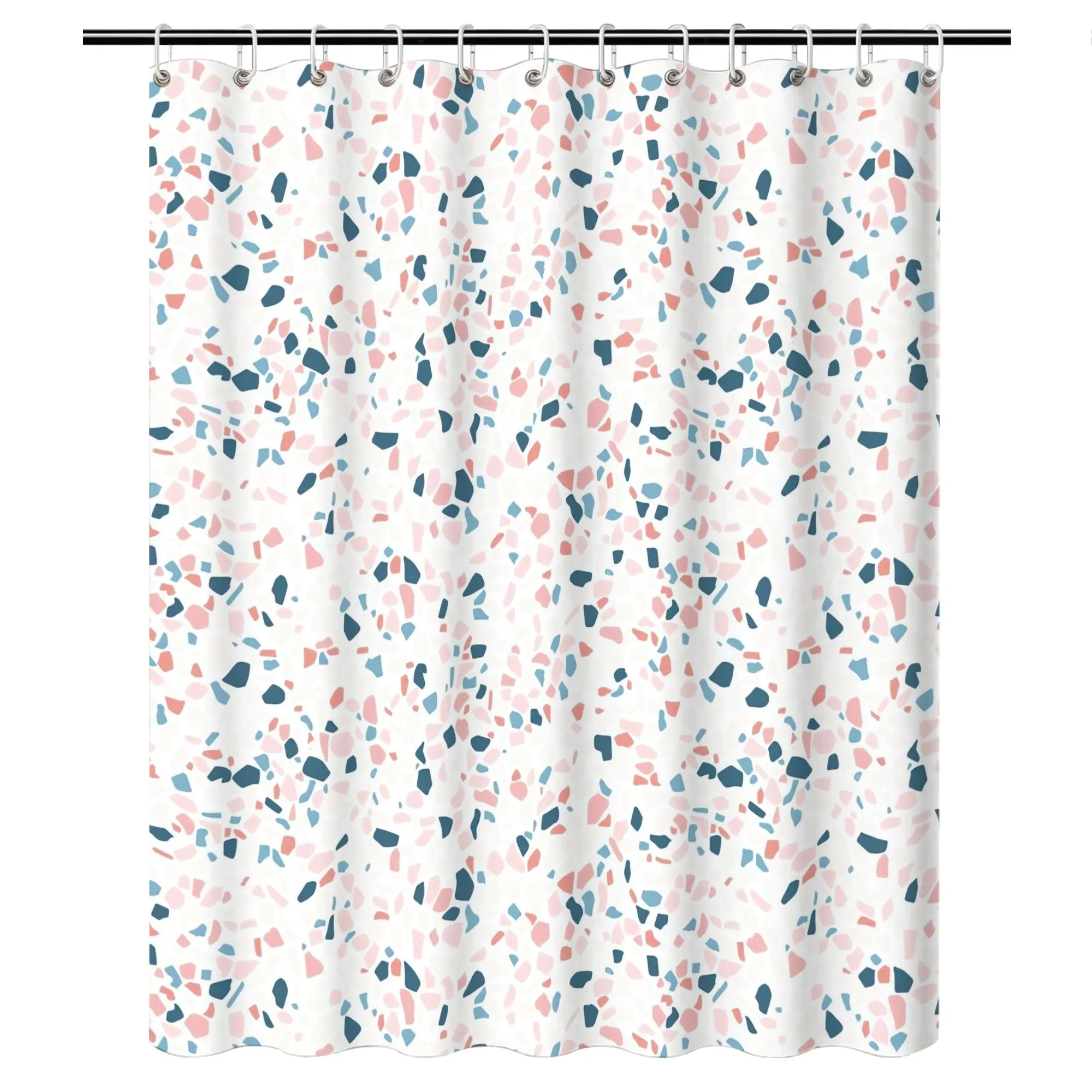 Modern Abstract Speckle Shower Curtain Pink Blue Terrazzo Print Bathroom Decor Waterproof Liners 90x180cm
