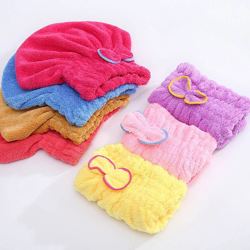 Microfibre Quick Hair Drying Bath Spa Bowknot Wrap Towel Hat Cap for Bath Bathroom Accessories Shower Cap for Women Hair Cap