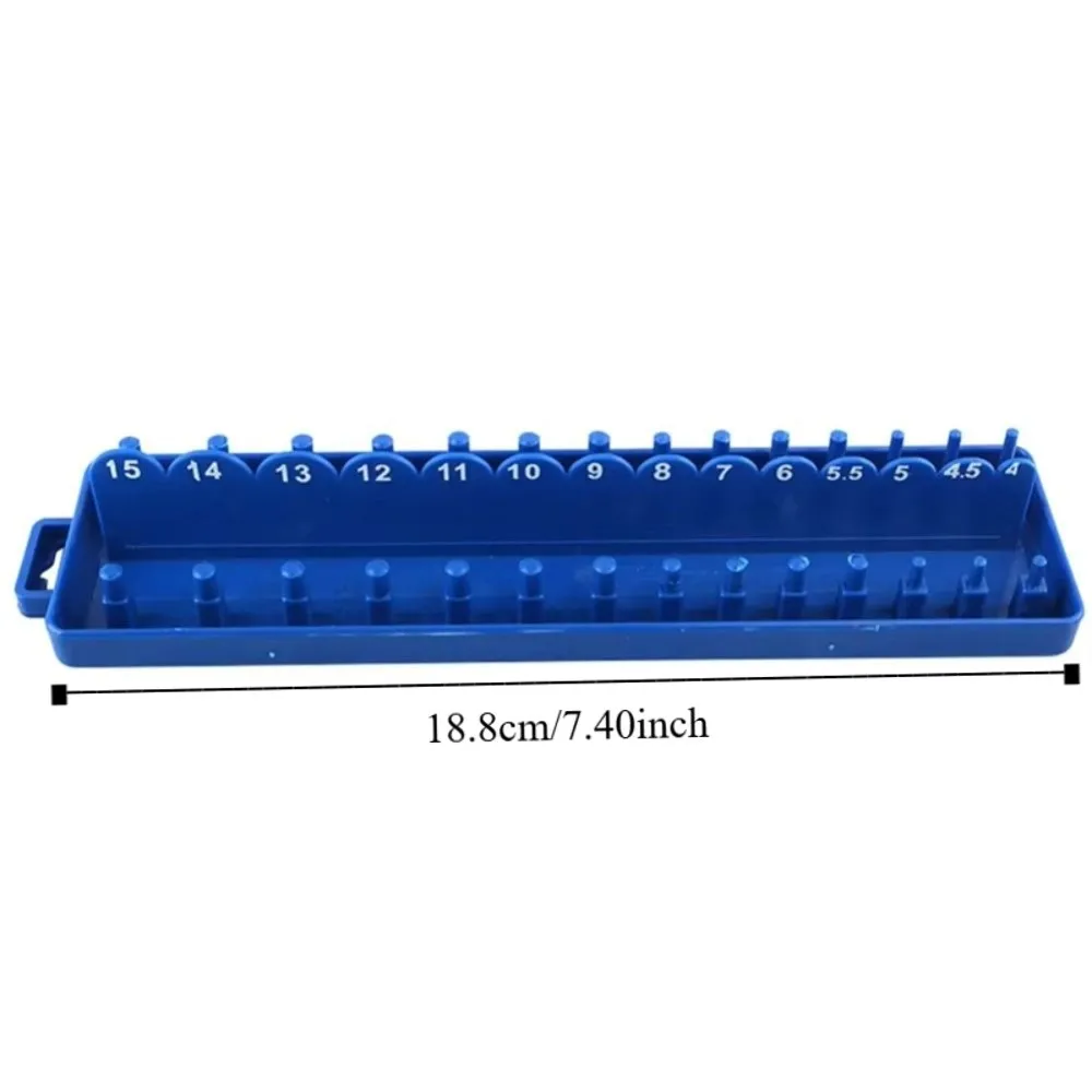 Blue Color Socket Organizer Plastic Material 1/4 Inch Socket Rack Practical Design Metric Size Tool Organizer