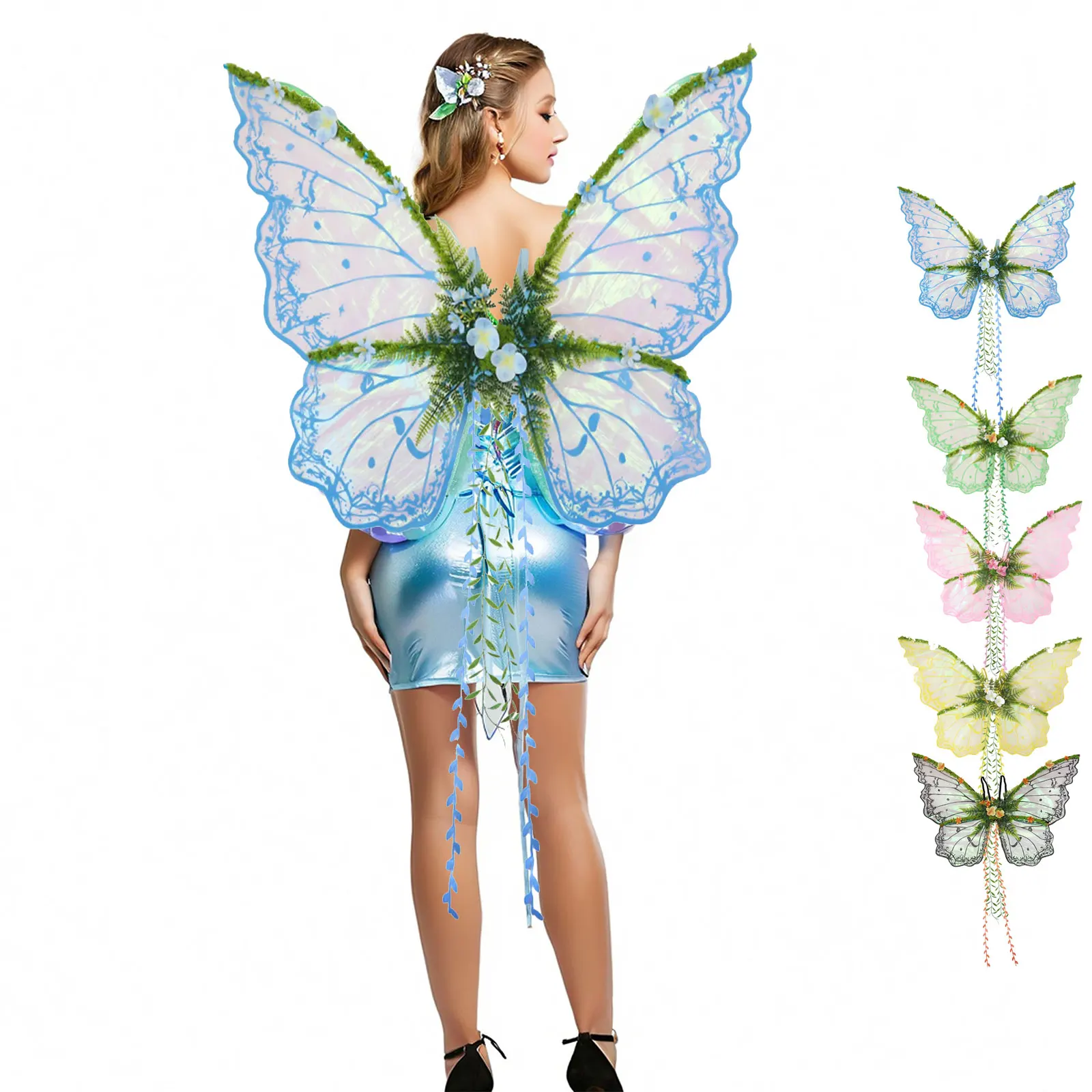 Fairy Princess Wing Angel Wing Halloween Cosplay Costume Cicada Wing Dress-Up Fairy Wing Forest Elf Dance Stage Performance Prop