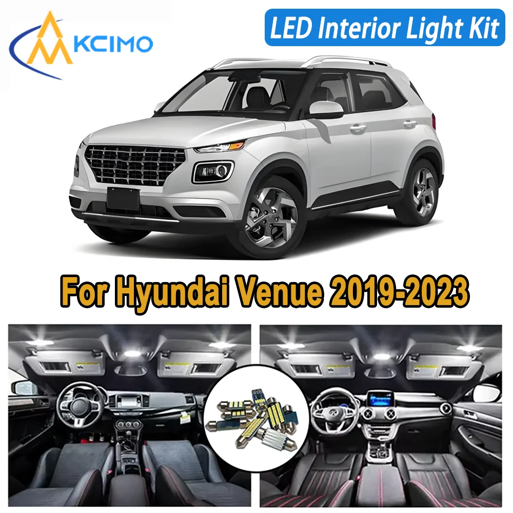 

Kcimo светодиодный для Hyundai Venue 2019 2020 2021 2022 2023, яркий светодиодный светильник премиум-класса для внутреннего купола с картой, комплект автомобильных светодиодных ламп Canbus