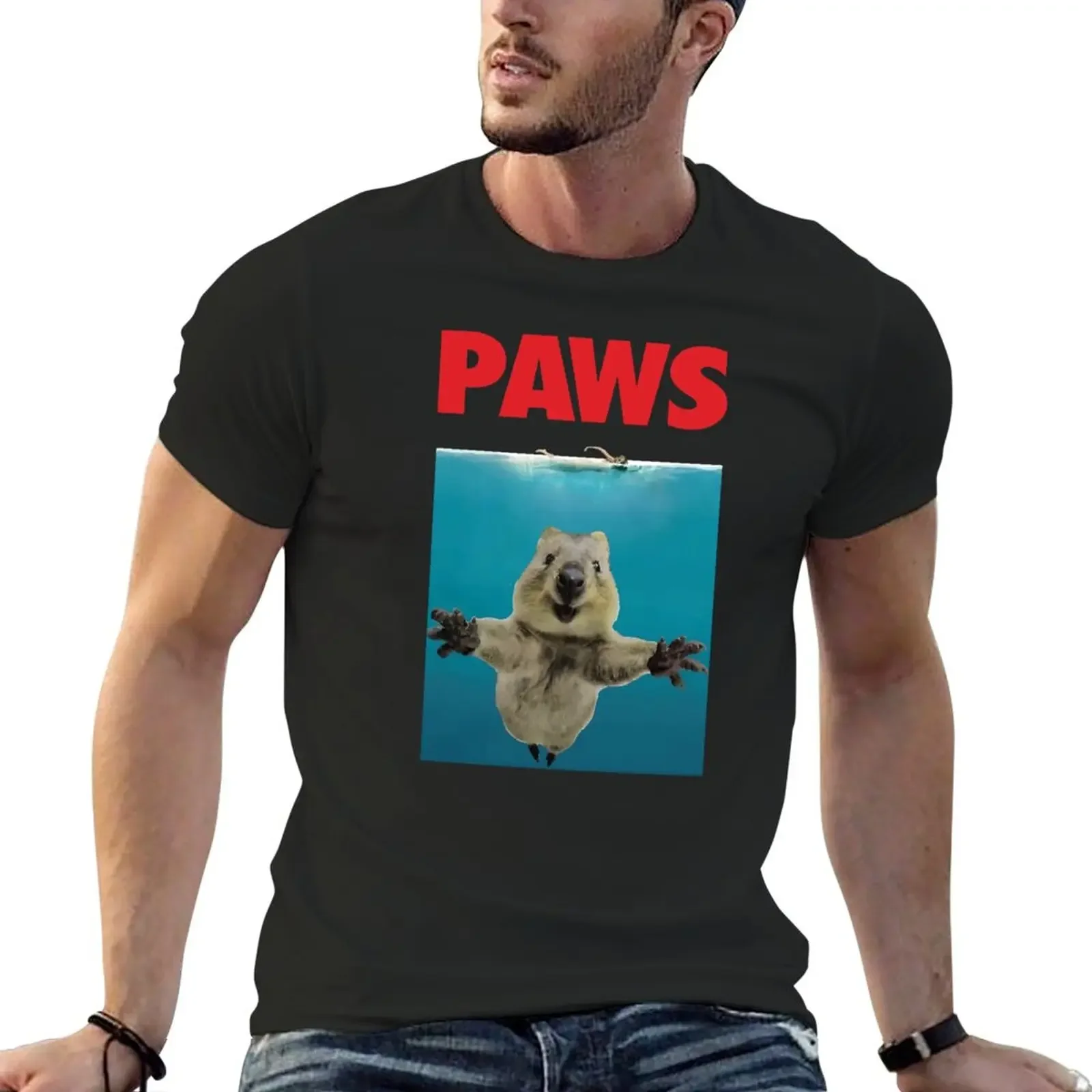 Paws Quokka Funny Animal T-Shirt summer top oversized designer t shirt men