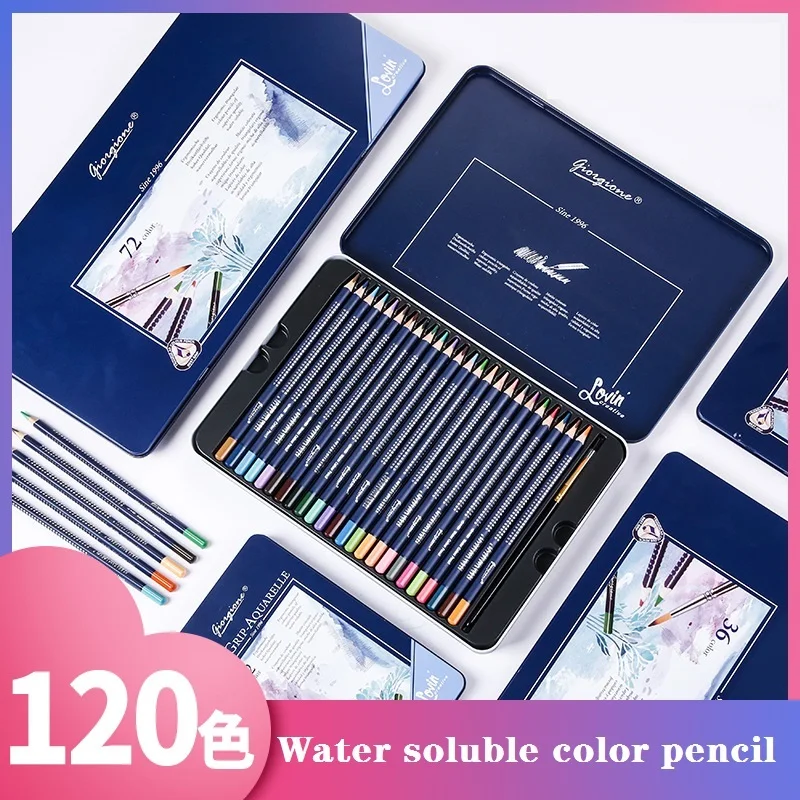 Water Soluble Colored Pencil Set 12-120 Colors Art School Supplies Pen Refill Diameter Up To 3.8mm With 20% More Capacity