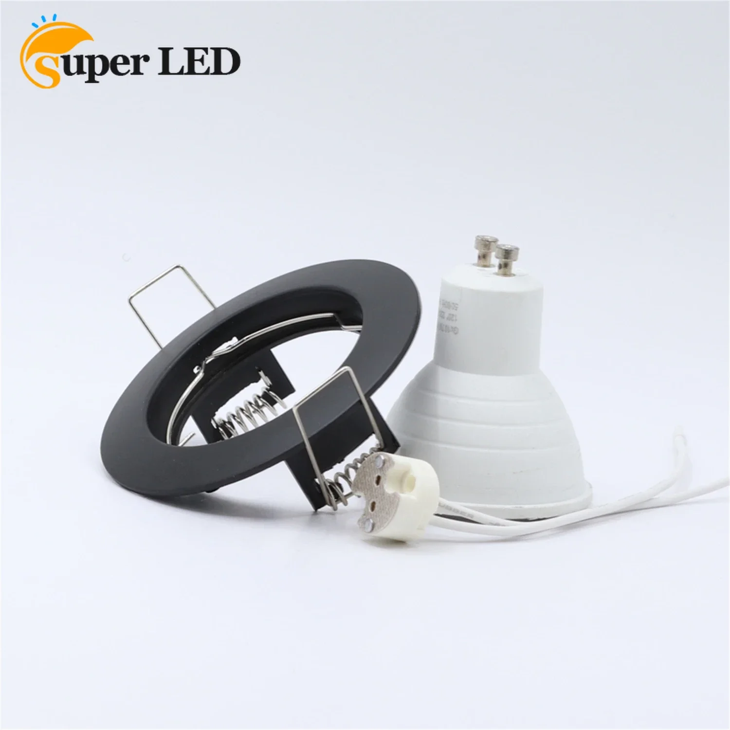 

Modern Indoor Round Aluminum Alloy Housing Gu10 Recessed Downlight Cut Hole 55mm Fixture Frame