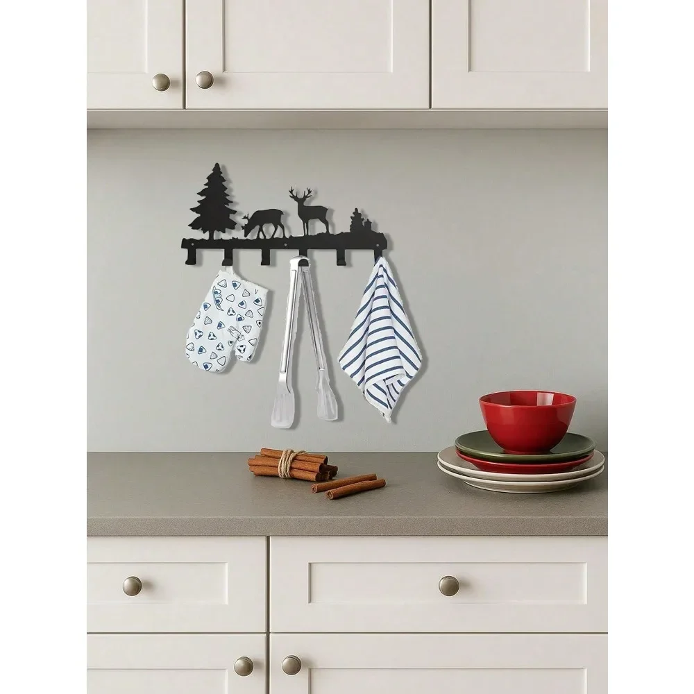 خطافات حائط سوداء غير لامعة مقاومة للصدأ شديدة التحمل - خطافات معطف مقاومة للماء لتوفير المساحة للقبعات والسترات والأكياس والمناشف - Easy Mou