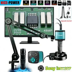 Foldable 48MP 4K 1080P HDMI USB Digital Video Microscope Camera 150X C-mount Industrial Soldering Jewelry Microscopio 13MP VGA