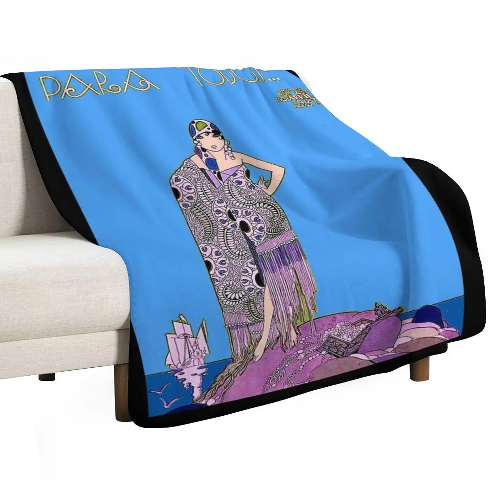 TODOS MAGAZINE : Vintage 1927 Flapper Pirate Print Throw Blanket anime warm winter Custom Large Blankets