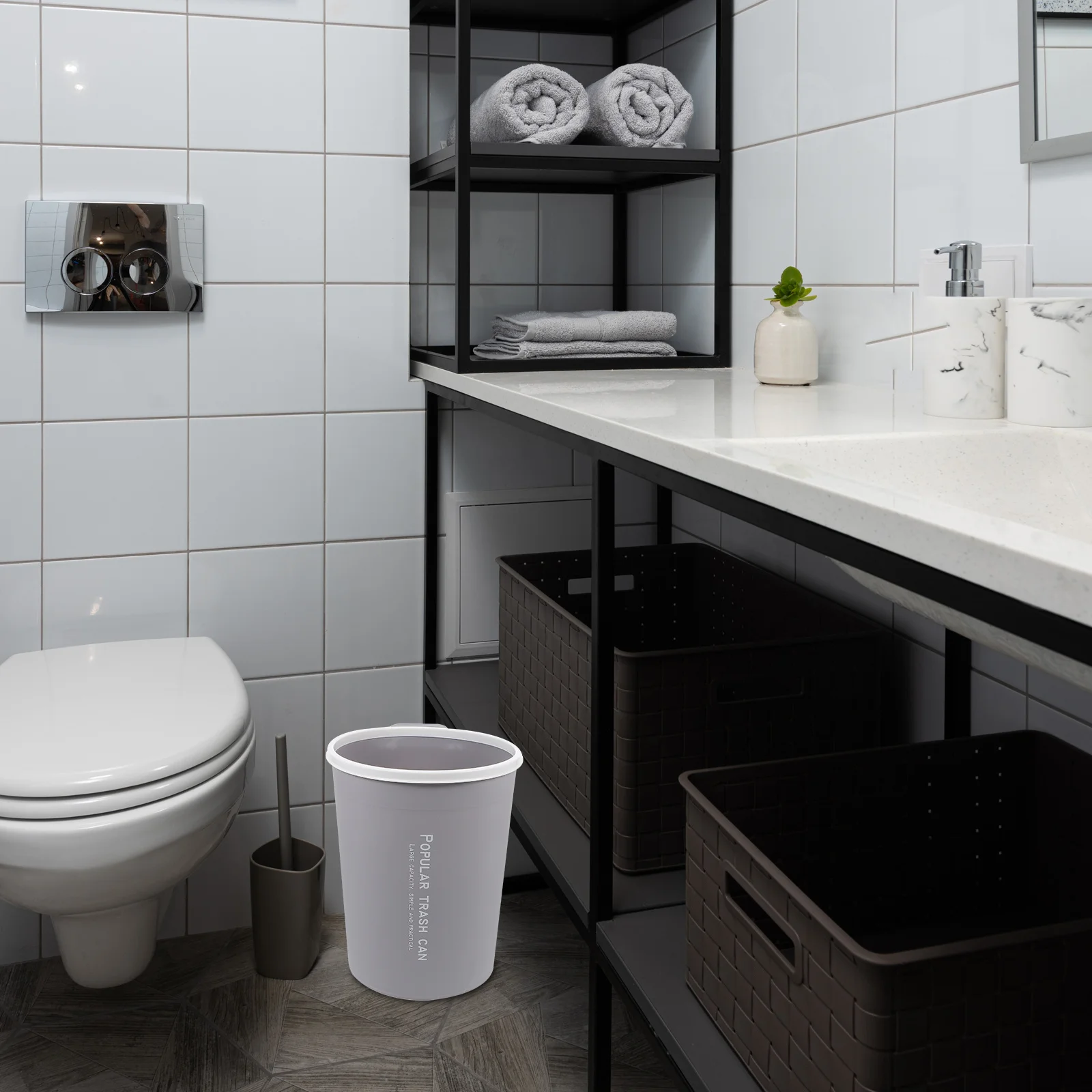 

1Pcs Environmentally Friendly Waste Paper Basket Stylish Decorative Trash Can Waste Container Trash Cans