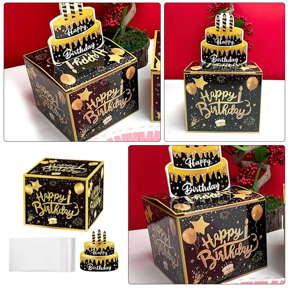 1Set Birthday Money Box Cash Present Pull Kit Creative Money Pull Out Case Party Supplies Birthday Cash Pullout Box