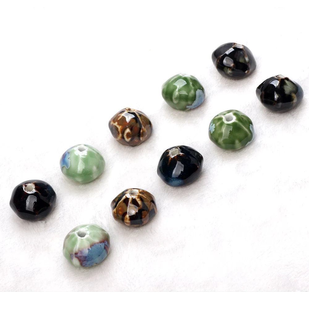 2Pcs/Bag 20MM Ceramic Retro Lantern Pumpkin Beads DIY Handmade Bead Material Bracelet Necklace Jewelry Loose Bead A