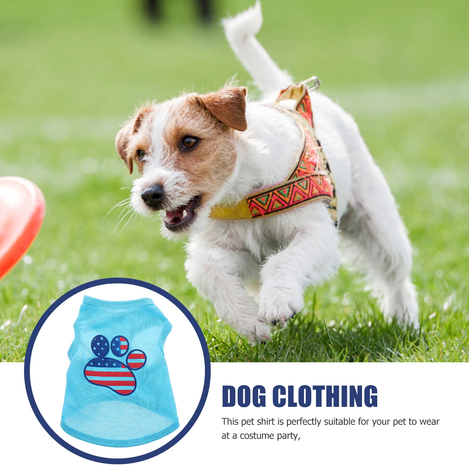 

Dog Clothes American Flag T Shirt Sports Vest XS Size Breathable Puppy Shirt Adorable Dog Wear Pet Accessories