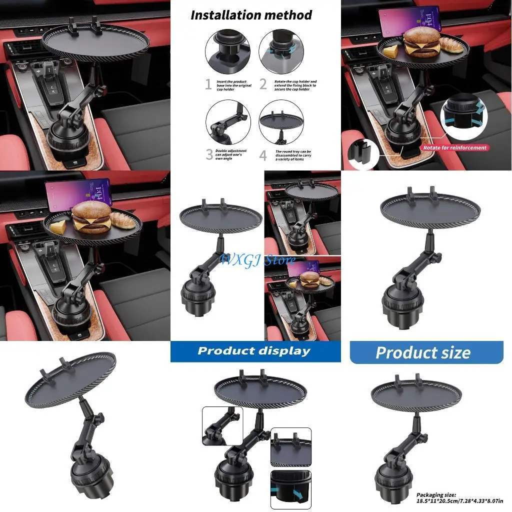 

37JE Upgrades Vehicle Drink Holders Mount General Use Tray for Food & Mobile Devices